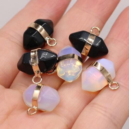 2Pc Natural Stone Pendants Gold-plated Crystal Column Charms for Jewelry Making DIY Women Reiki Heal Earring Necklace Gifts