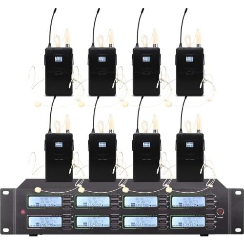 Professional UHF wireless microphone series 8-channel head-mounted microphones for church school stage performance microphones
