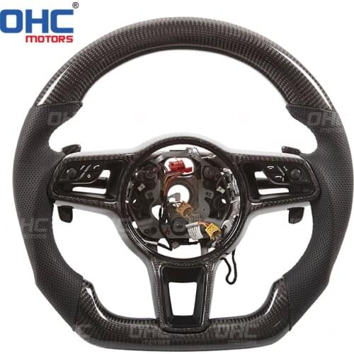 Real Carbon Fiber steering wheel for Por-sche Cayenne Pana-mera Ma-can Cay-man Box-ster Spy-der 978 911 991 718 997 GT3 GTS