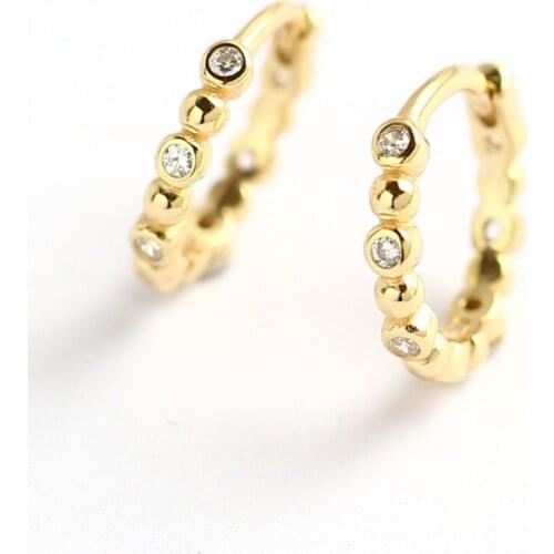925 sterling silver earring fashion zircon round ear ring ear bone ear buckle temperament retr wild personality girl ear jewelry