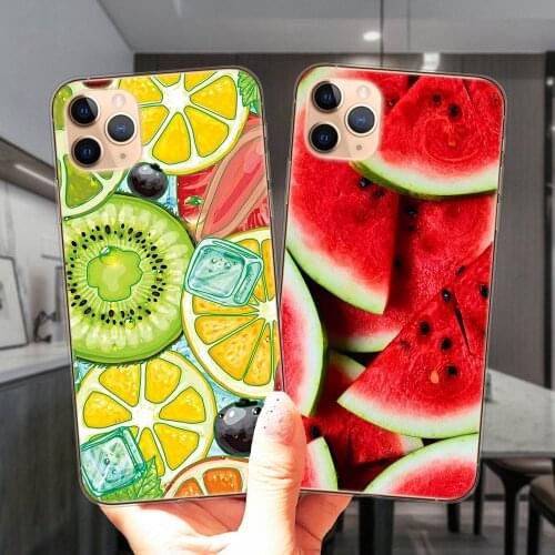 Macaron Watermelon Orange Strawberry Banana Silicone Phone Case Cover For iPhone 12 Mini 11 Pro XS Max 6S 7 8 Plus X XR 5S SE