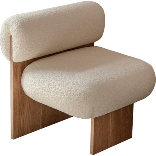 Nordic modern lamb hair designer single chair Pewter living room bedroom single sofa stool chair bedroom furniture stool chair