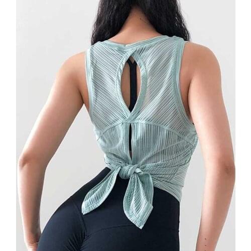 Sleeveless Sport Vest Ultrathin Breathable Tank Top Fitness Stripe Solid Sexy Women Yoga Shirt Workout Gym Sportswear