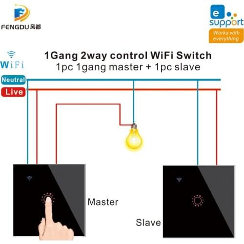 WiFi Smart 2 Way Switch EU 1 2 3 Gang Glass Wall Touch Switches eWeLink Remote Control Alexa Google Home Compatible