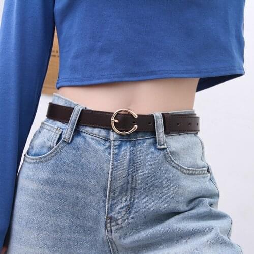 Women Leather Belt Round Metal Pin Buckle Circle Belts Hot Brand Fashion Punk O Ring for Women Belt