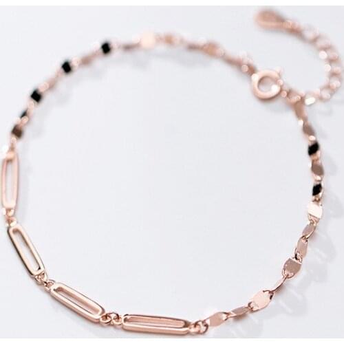 Korean Simple Temperament Rectangular Interlocking Bracelet Trendy S925 Sterling Silver Bracelets for Women Fashion Jewelry