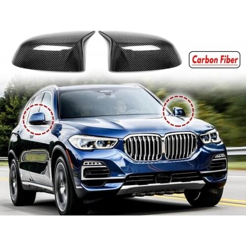 1 Pair Horn Carbon Fiber Rearview Replacement Side Mirror Covers For BMW X3 G01 X4 G02 X5 G05 X6 G06 2018+ Auto Car Accessories