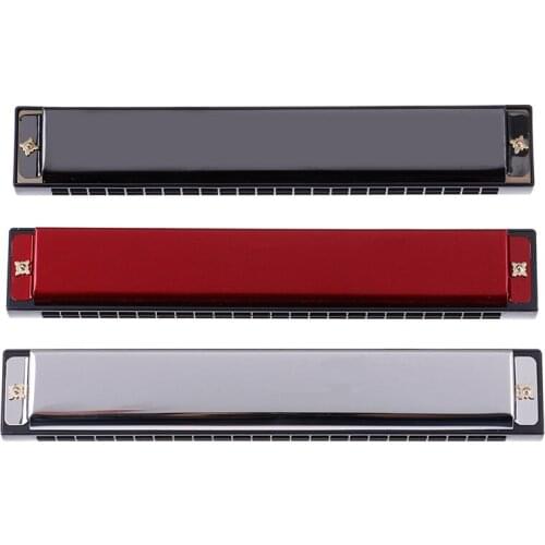 1PC 24 Hole Harmonica Key of C Mouth Metal Organ for Beginners