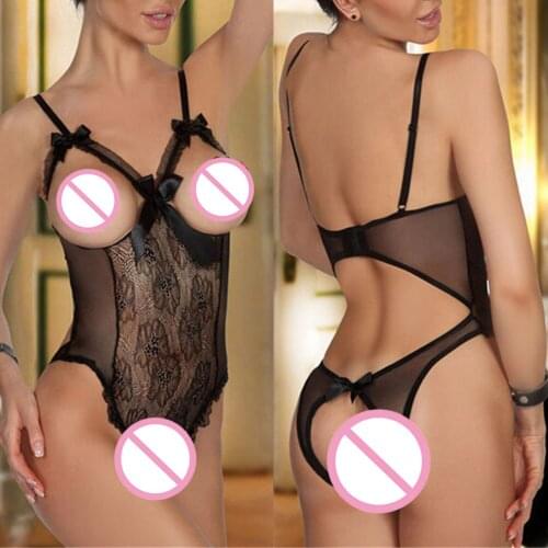 1PCS Women Sexy Lace Open Crotch Transparent Erotic Lingerie Sexy Lingerie Costumes Underwear Porn Babydoll Dress