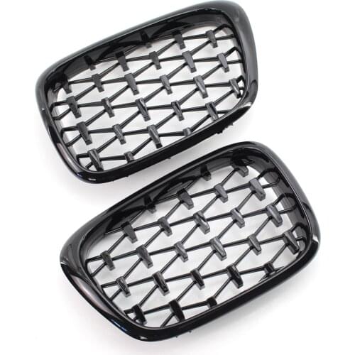 2 Piece Gloss Black / Silver Meteors Kidney Front Grille Auto Racing Grille for BMW 5 Series E39 New 1999-2003 Racing Grills