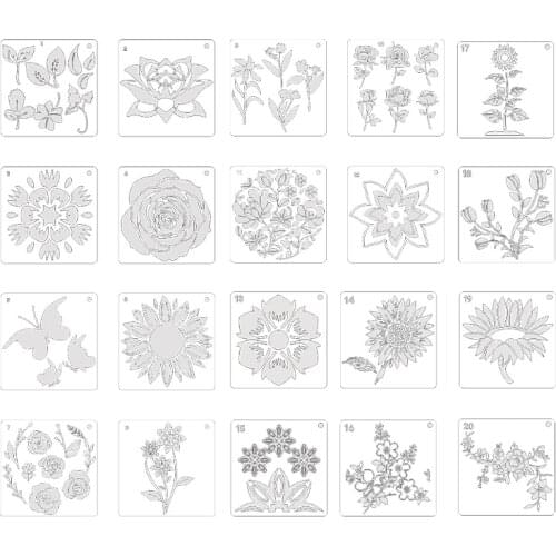 20 pcs Art Wall New Layering Hollow Rose Flower Hex Mandala Stencils 15cm Stamping Scrapbooking Embossing Wall Painting