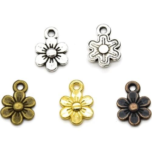 25PCS Wholesale Vintage Metal Mini Flower Charms For DIY Handmade Jewelry Making Supplies