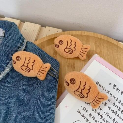 5Pc New Design Catnip Fish Cat Plush Toys Badges Cute Icons on The Backpack Pin Brooch Badge Plush Doll Gift