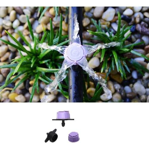 7pcs 5-holes purple Garden Irrigation Micro drip water flow can be adjusted irrigation watering System
