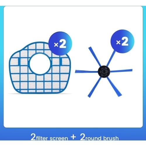 Free Shipping household Vacuum Cleaner accessories 2filter screen+2round brush fit for Philips Robot FC8700 FC8710 FC8603