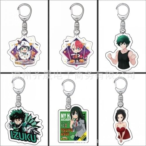 Anime Woman Keychain My Hero Academia Man Key Chain Acrylic Key Holder Couples Keyring Kids Key Ring Pendant Brelok All Might