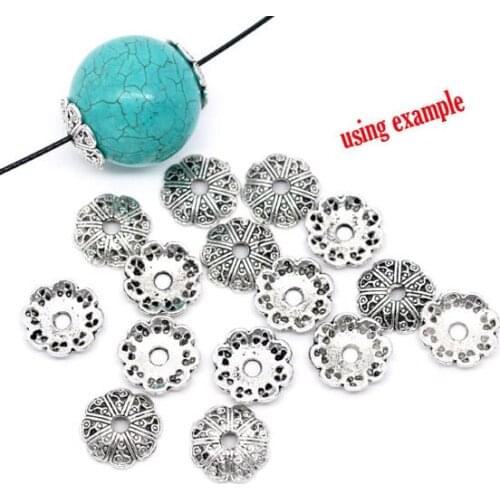 Free Shipping 500pcs Antique Silver Tone Flower Bead End Caps Findings 12x2.5mm Jewelry Findings Wholesale J0229*5
