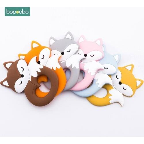 Bopoobo 5pc Silicone Fox Pendant For Pacifier Baby Toys Food Grade Silicone Tiny Rod Baby Teethers For Teeth Toys For Kid Gifts