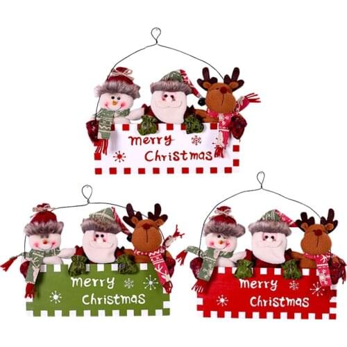 DIY Christmas Wooden Deer Doorplate Pendants Decoration Wood Crafts Christmas Tree Ornaments Home Decor Supplies 30X23.5 CM