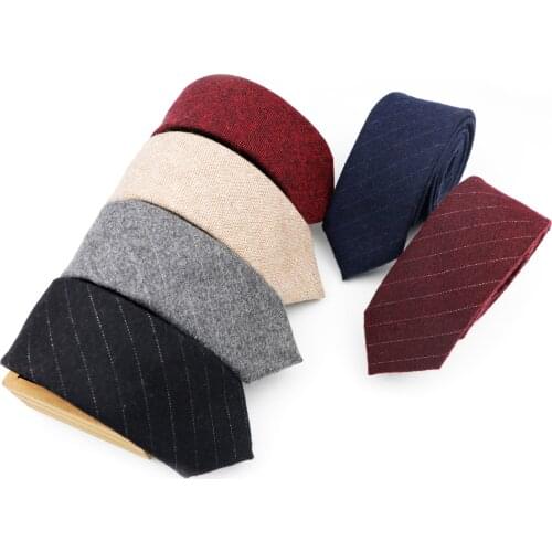 European Mens Wool Polyester Necktie Skinny Narrow Striped Tie Casual Plaid Bow Ties England Cravat 6cm Width