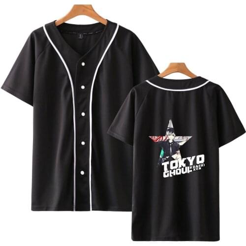 Anime Tokyo Ghoul Ken Baseball Shirt summer tops unisex plus size t shirt short sleeve Baseball Jacket casual t-shirt tops tees