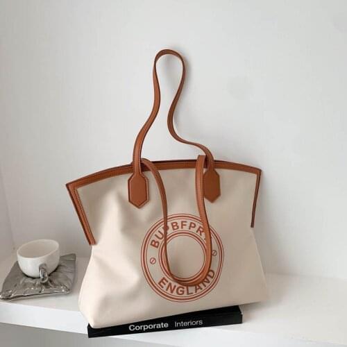 Canvas Bag Letter Printing Girls Shopping Bag Large Capacity Simple Handbag Single Shoulder 2021 New All-Match Messenger Trend