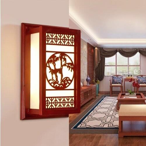 Chinese Wall Lamps Living Room Solid Wood Classical Lamps Corridors Stairs led Wall Lights Bedroom Lamps Hotel Room Mirror Light