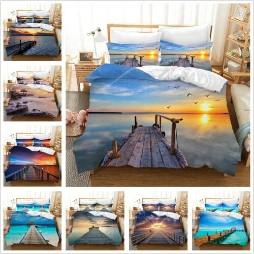 Sea Trestle Landscape Home Textile Pillow Case 3D Bed Linen Duvet Covers Comforter Bedding Sets Bed Set Home Decor Bedding