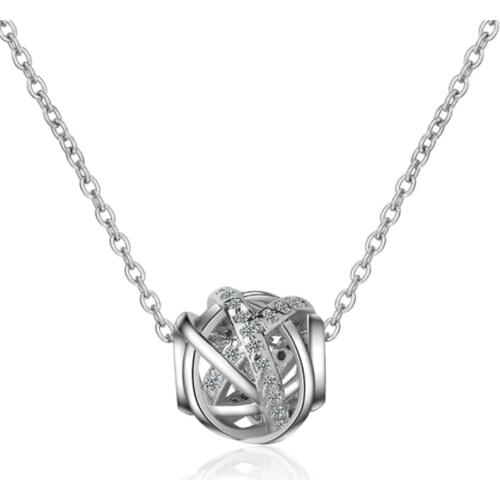 Korean version of the trend of simple personality temperament wild hollow crystal short silver plated necklaces SE012