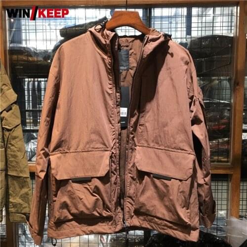 Japan Style Men Windbreakers Loose Long Sleeve Hiking Coat Outdoor Bomber Jacket Autumn Winter Vintage Hooded Cargo Jacket