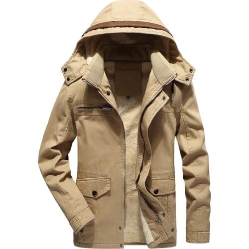 Newest Winter Jacket Coat Men Hooded Thicken Windproof Jacket High quality Cotton Jacket Male Military Jacket Army Green Khaki