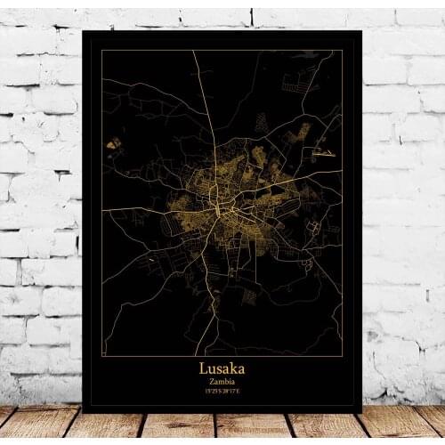 Lusaka Zambia Map Poster