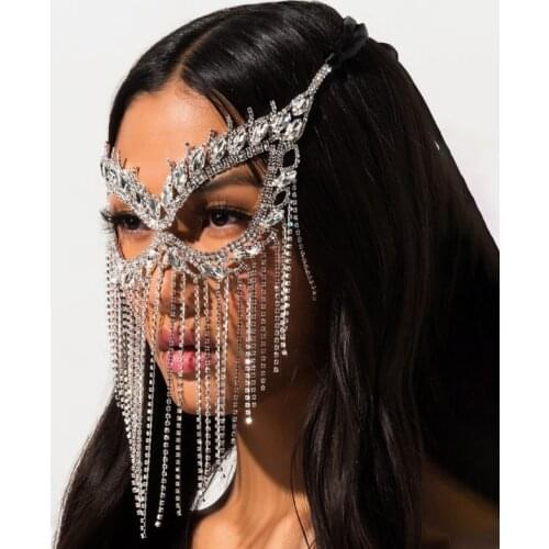 Punk Party Mask Personality Hair Accessories Alloy Chain Headwear for Nightclub Dance Party Props