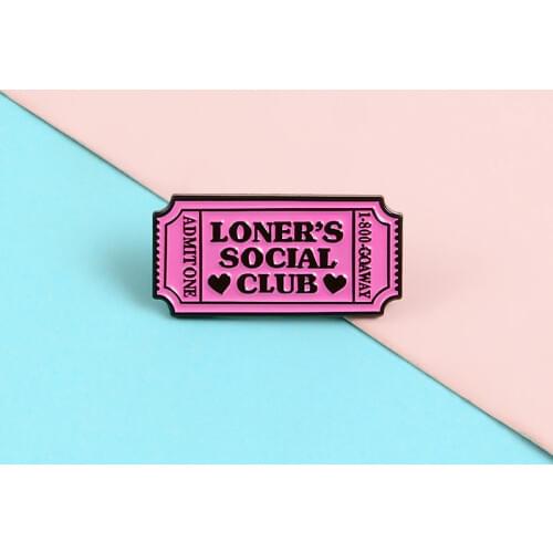 Rose Red Ticket Metal Enamel Brooch Loners Inward Club Badge Pin Cute Fashion Clothing Backpack Jewelry Gift For Friends