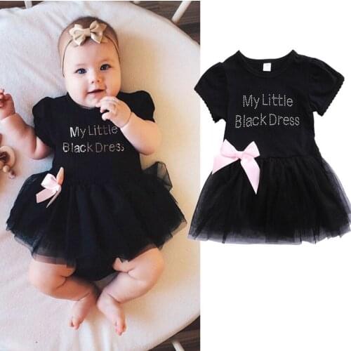 Baby Girl Fashion Black Tulle Tutu Dress Ball Gown 0-24M Newborn Toddler Summer Casual Bodysuit Romper Dresses Sundress Outfits