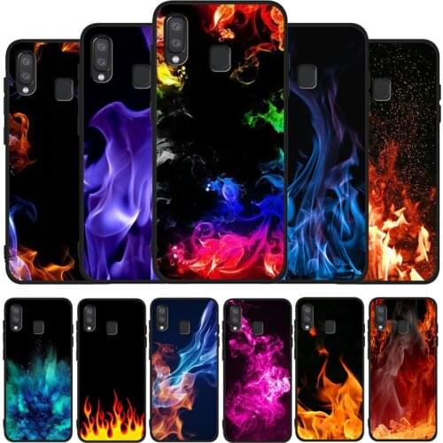 Fashion Flame Pattern black soft phone Case For Samsung A10 20 30 40 50 30S 50S 60 70 M10 M30S M40 A31 51 71 A20E A10E A21S
