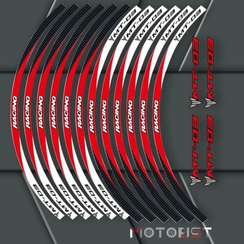 A set of 12pcs high quality motorcycle wheel decals waterproof Reflective stickers rim stripes For Yamaha MT-03 MT03