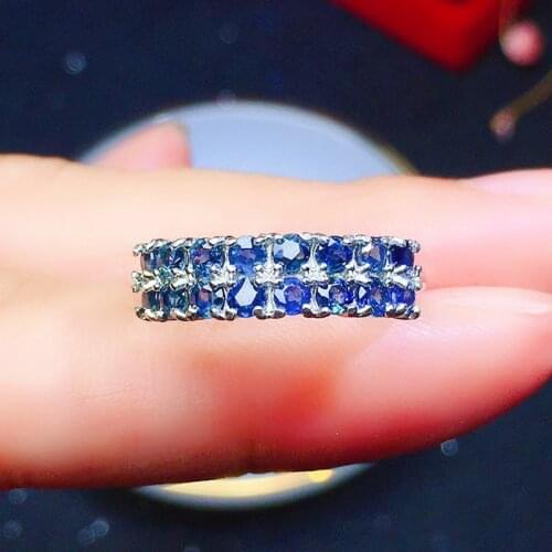 Natural real blue sapphire luxury ring 925 sterling silver 0.1ct*16pcs gemstone Per jewelry Fine jewelry X215133