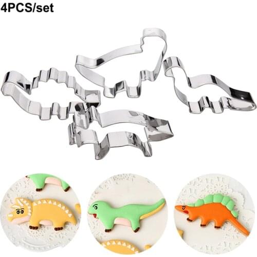 Stainless Steel Dinosaur Cookie Cutter Mold for Baking Dinosaur Molds Fondant Cakes Cutters Gingerbread Dino Forms Cake Tools