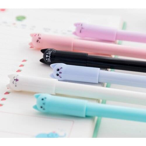 1pc Creative Stationery Student Pen Cute Cat Gel Pen 0.5mm Full Needle Black Ink Pen School Supplies Office Supplies