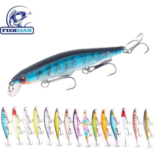 FISHSIAN Fishing Lure Accessories 12.9g 110mm Minnow 0.9-1.8M Floating Trolling Baits Pesca Saltwater Pike Fish Tackle Carp