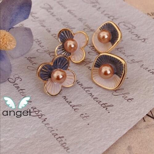 Retro port style elegant simple pearl earrings French atmosphere palace