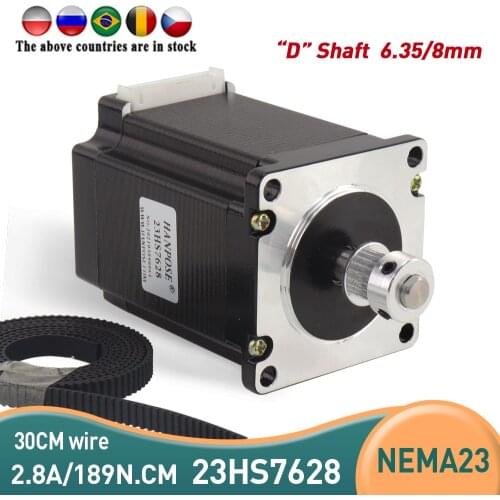 2GT Synchronous wheel with Nema23 Stepper Motor 23HS7628 4-Lead 270oz-in 2.8A 189N.CM for 3d CNC Router Engraving Machine