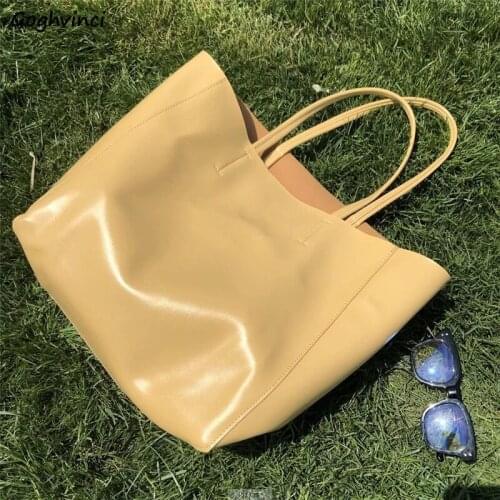 Shopping Bags Women PU Leather Tote Large Capacity Solid Office Ladies Korean Elegant Waterproof Shopper All-match Leisure Chic