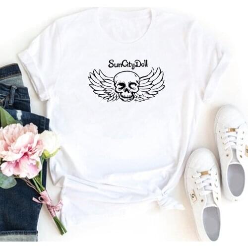 Suncity Doll Women T-shirt Cotton Loose Casual Women T Shirt O-neck Camiseta Mujer Fashion Harajuku Streetwear Tshirts Women