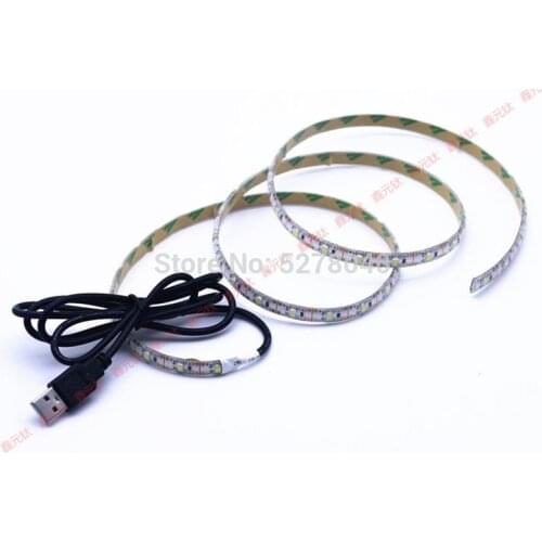 2835 5V USB LED strip white warm white red yellow blue green 1meter 2M waterproof Portable power supply charging treasure