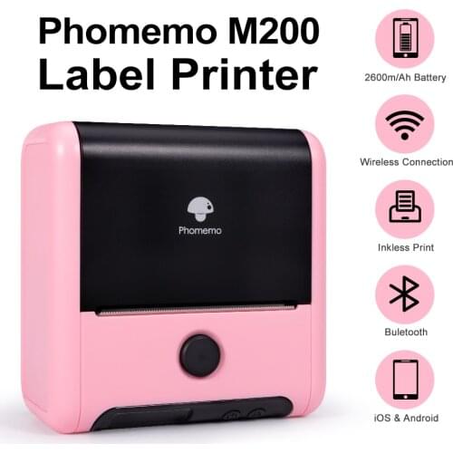 Phomemo M200 Label Printer Thermal Mini 203dpi Mobile Bluetooth Wireless Portable Pocket Study Notes Photos Sticker Impresora