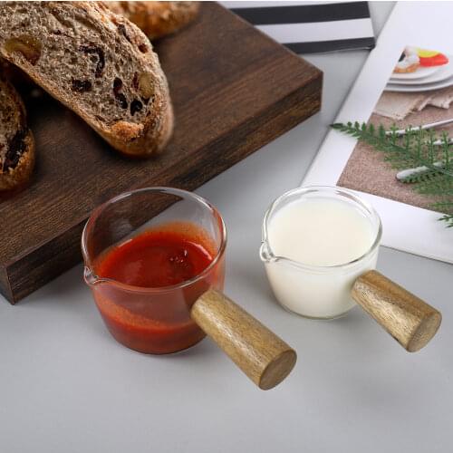 Multi-functional Taste Dish Coffee Mini Milk Pan Glass Sauce Vinegar Plate Gravy Boats With Handle Japanese Style Tableware H
