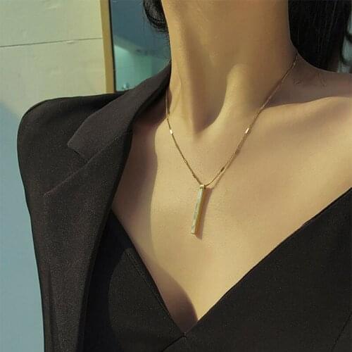 Long Shell Bar Pendant Necklace Charms Drop Choker Boutique Jewelry for Women