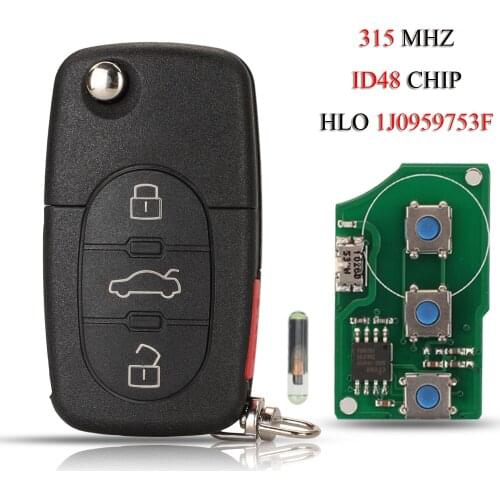 Kutery Remote Smart Car Key For VW Golf Beetle Jetta Passat 1997-2001 3+Panic/4Buttons 315Mhz ID48 Chip HLO1J0959753F